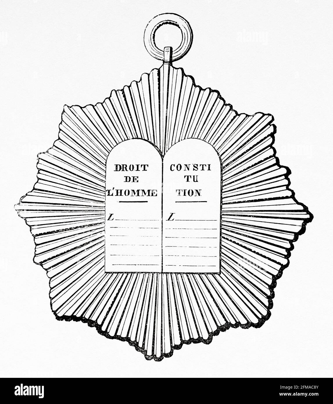 Nevers Medaglia dei deputati all'Assemblea legislativa. Rivoluzione francese. Francia. Illustrazione del vecchio XIX secolo incisa da Histoire de la Revolution Francaise 1876 di Jules Michelet (1798-1874) Foto Stock