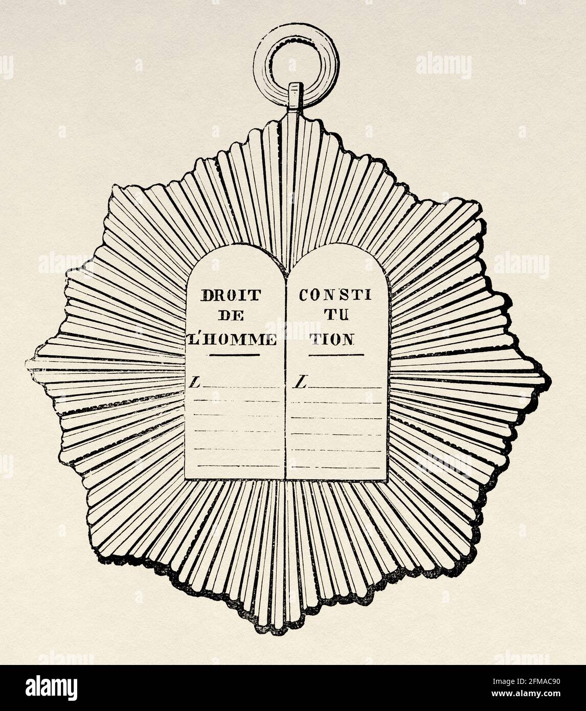 Nevers Medaglia dei deputati all'Assemblea legislativa. Rivoluzione francese. Francia. Illustrazione del vecchio XIX secolo incisa da Histoire de la Revolution Francaise 1876 di Jules Michelet (1798-1874) Foto Stock