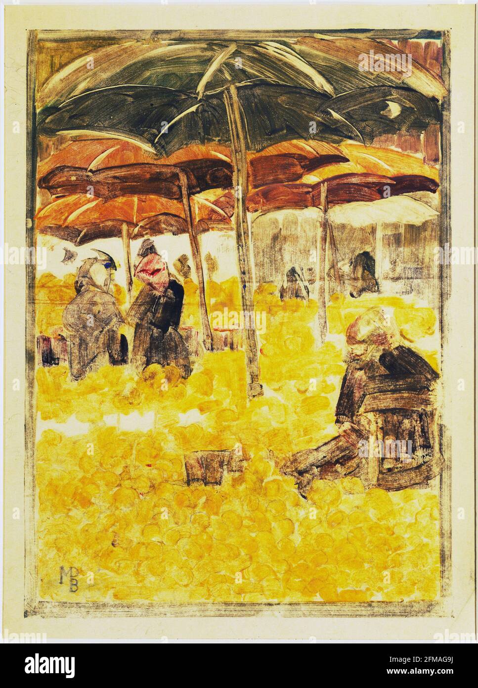 Maurice Prendergast. (Americano, 1859-1924). Mercato arancione. 1900. Monotipo con aggiunte a matita, composizione. Foto Stock