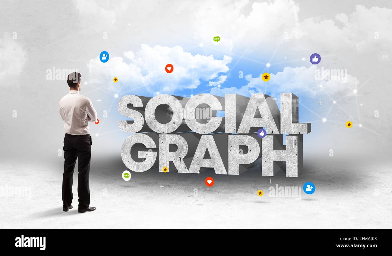 Giovane uomo d'affari di fronte ai social media Foto Stock