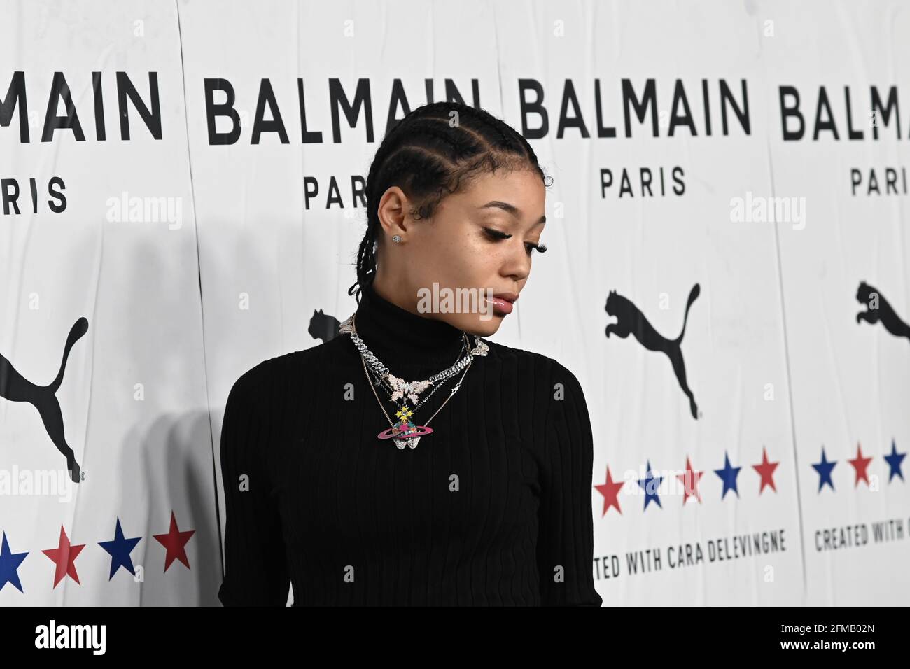 Lancio della collaborazione di Puma X Balmain creata da Cara Delevingne e Olivier Rousteing, tenuta presso Milk Studios di Los Angeles, giovedì 21 novembre 2019. Jennifer Graylock-Graylock.com Foto Stock