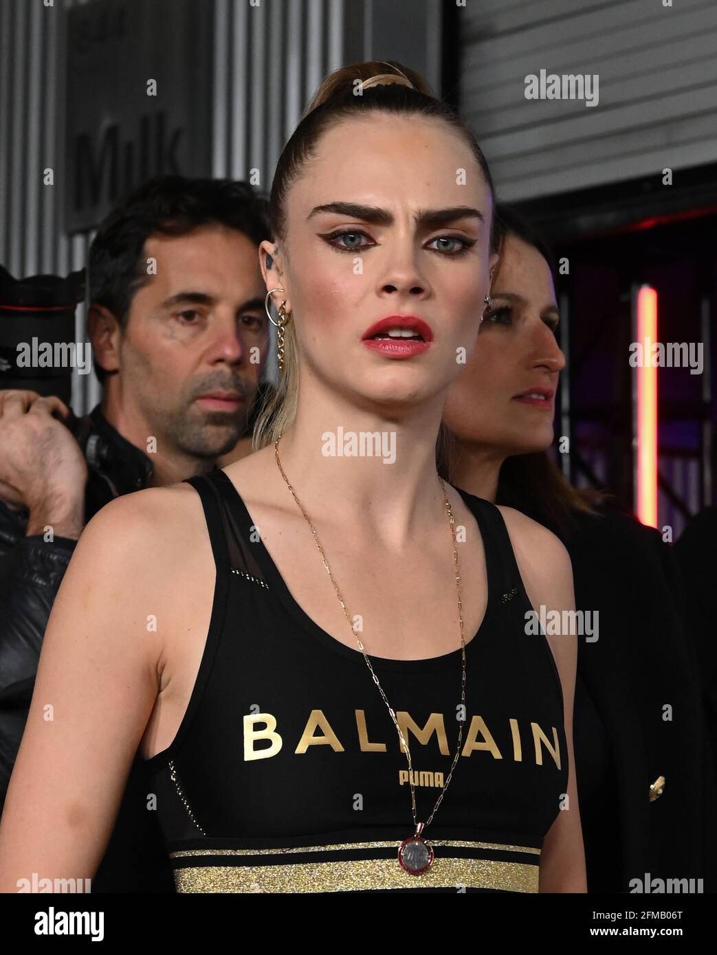 Lancio della collaborazione di Puma X Balmain creata da Cara Delevingne e Olivier Rousteing, tenuta presso Milk Studios di Los Angeles, giovedì 21 novembre 2019. Jennifer Graylock-Graylock.com Foto Stock