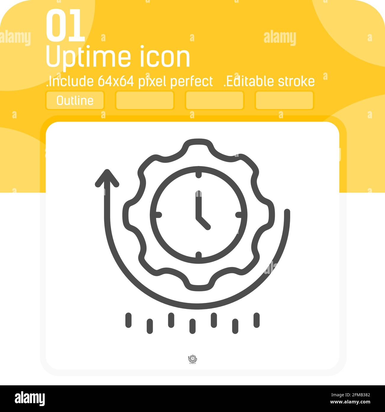Icona uptime con profilo isolato su sfondo bianco. Illustrazione vettoriale semplice elemento lineare simbolo tratto sottile icona disegno modello fo Illustrazione Vettoriale