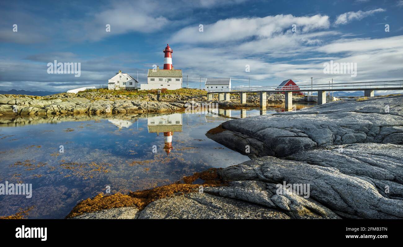 Faro di Tranoy, Hamaroy, Ofoten, Nordland, Norvegia Foto Stock