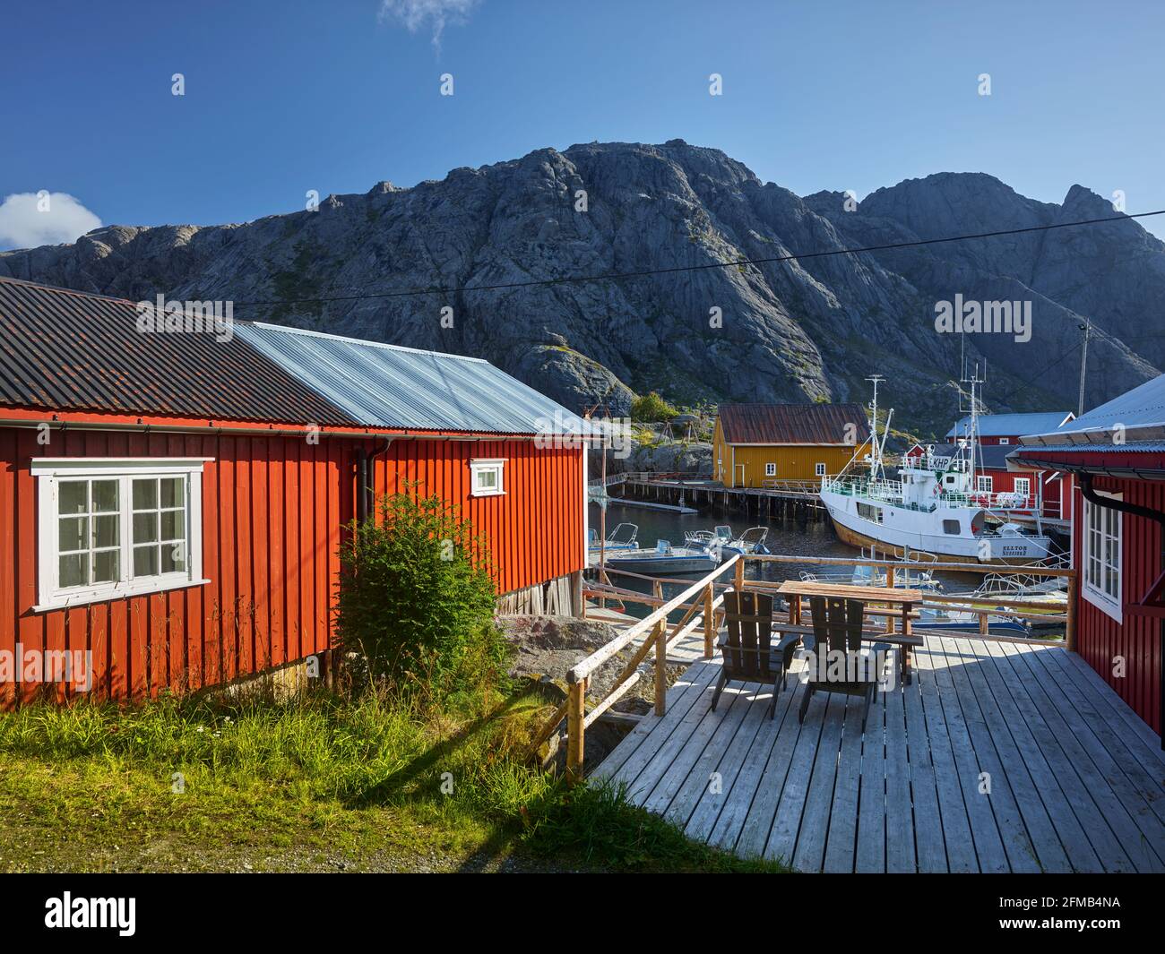 Nusfjord, Flakstadoya, Lofoten, Nordland, Norvegia Foto Stock