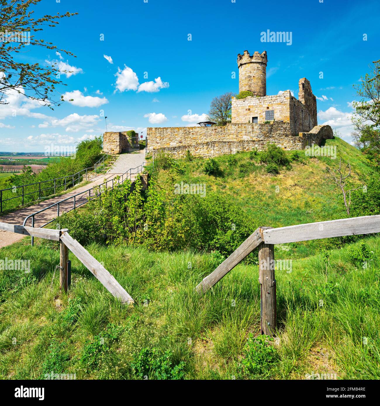 Germania, Turingia, Mühlberg, rovine del castello di Mühlburg Foto Stock