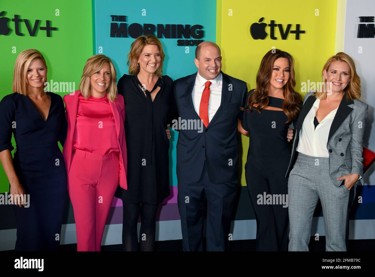 Kate Bolduan, Alisyn Camerota, Christina Romans, Brian Stelter, Robin Meade, Brooke Baldwin arriva al Morning Show New York Premiere da APPLE TV, tenuto al Lincoln Center di New York City, Lunedi, 28 ottobre 2019. Foto di Jennifer Graylock-Graylock.com 917-519-7666 Foto Stock