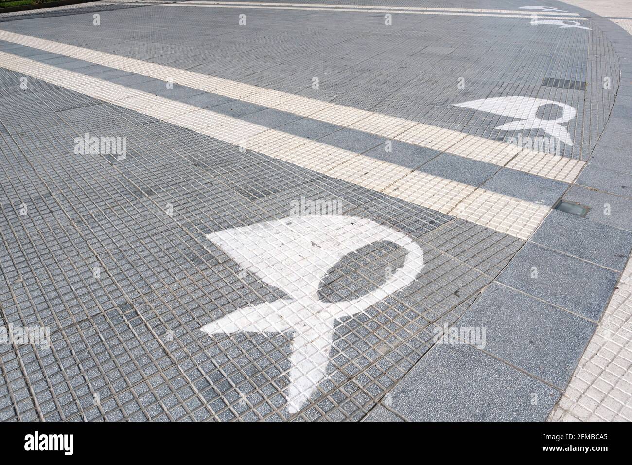 Buenos Aires, Argentina; 24 gennaio 2021: Sciarpe bianche, simbolo delle madri di Plaza de Mayo, dipinte sul terreno di questa piazza. Foto Stock