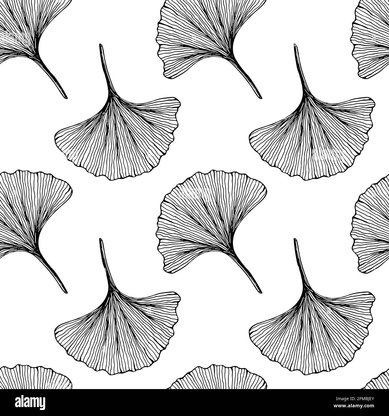 Ripetizione senza giunture con lamelle. Ginkgo biloba lascia lo sfondo. Illustrazione Vettoriale