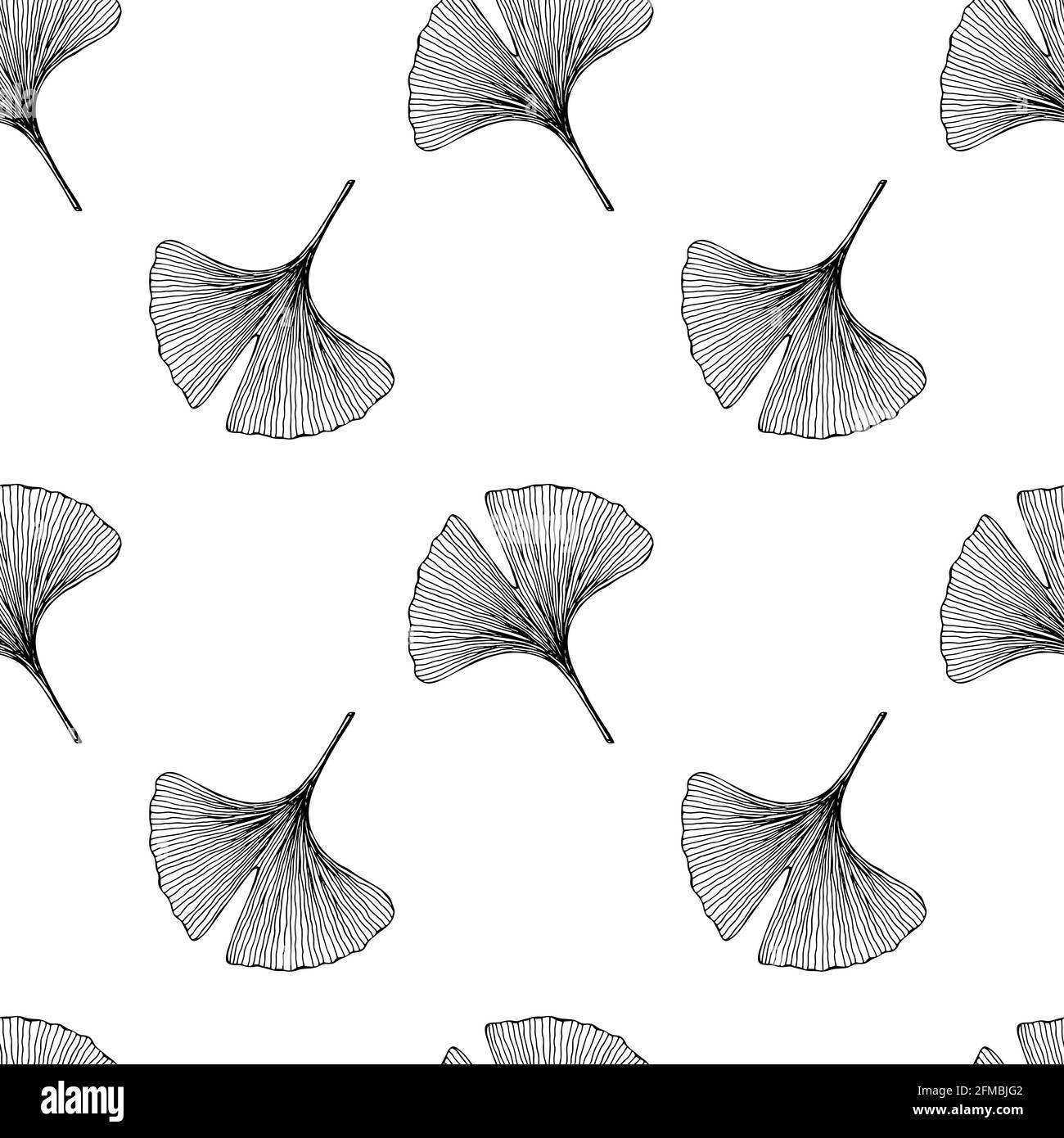 Ripetizione senza giunture con lamelle. Ginkgo biloba lascia lo sfondo. Illustrazione Vettoriale