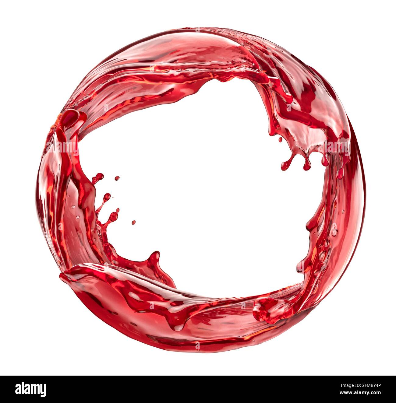 Spruzzi di succo di bacche cerchiati isolati su sfondo bianco Foto Stock
