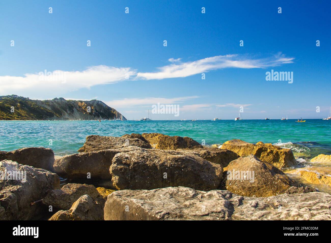 Spiaggia di Portonovo-Sirolo,costa del Conero, Ancona, Marche, Italia, Europa. Foto Stock