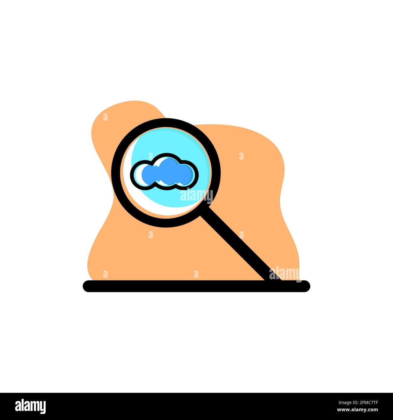 Lente di ingrandimento icona Cloud Storage Conceptual Vector Design Illustration eps10 Illustrazione Vettoriale