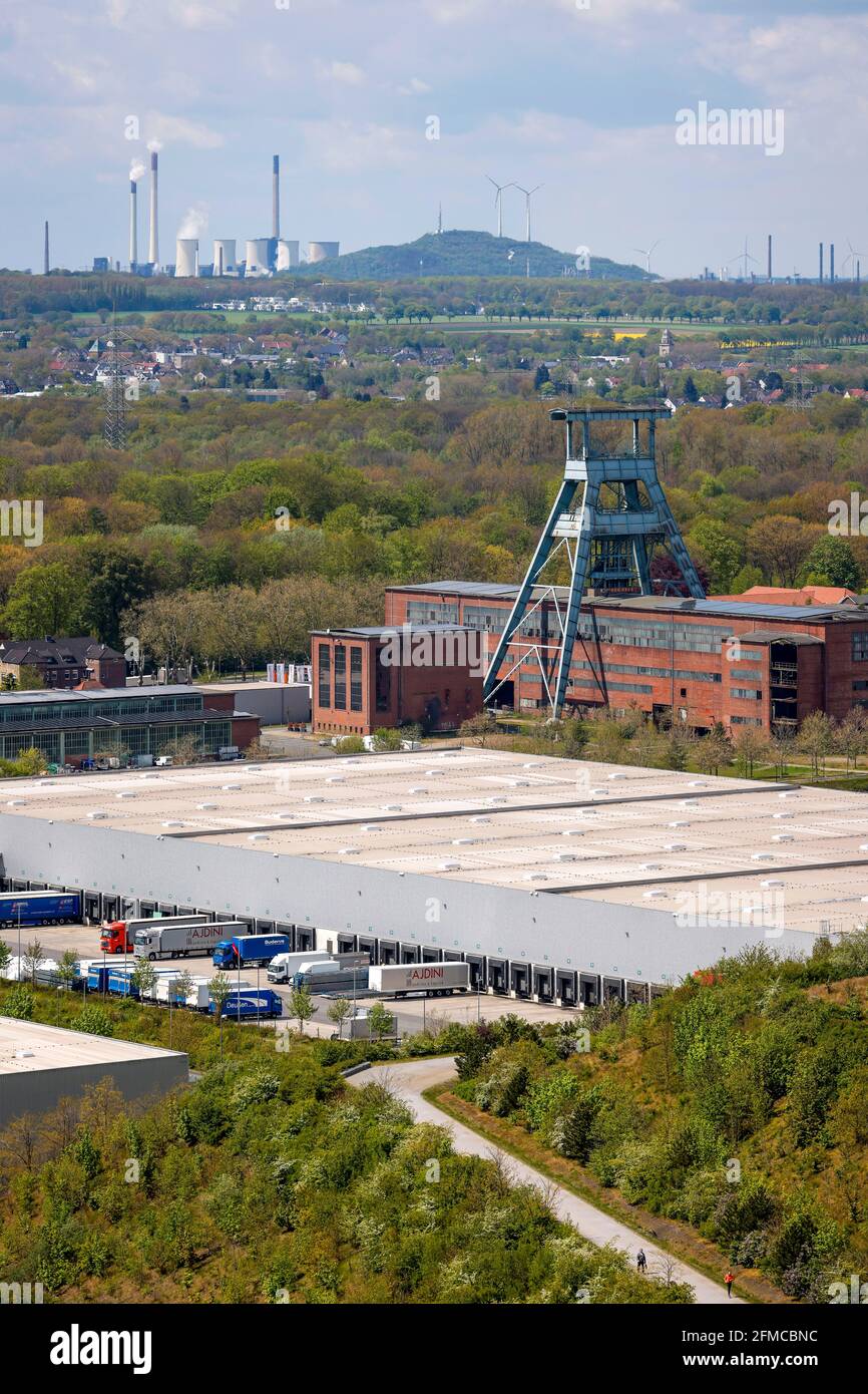 Herten, zona Ruhr, Nord Reno-Westfalia, Germania - Logistica sviluppo commerciale sul sito della dismessa Ewald collery a Herten, dietro UNIP Foto Stock