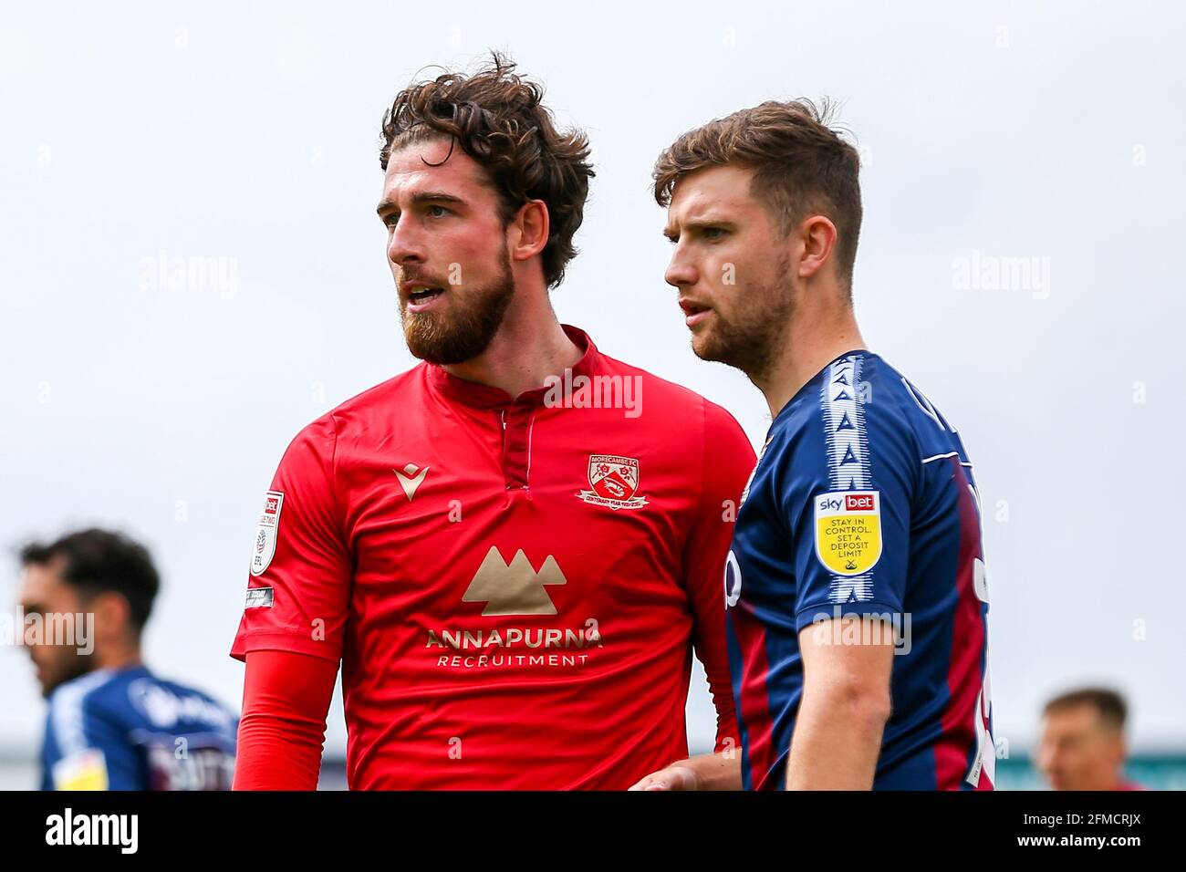 Morecambe, Regno Unito. 8 maggio 2021. Morecambe inoltra Cole Stockton durante la Sky Bet League 2 dietro la partita a porte chiuse tra Morecambe e Bradford City alla Globe Arena, Morecambe, Inghilterra, l'8 maggio 2021. Foto di Sam Fielding/prime Media Images. Credit: Prime Media Images/Alamy Live News Foto Stock