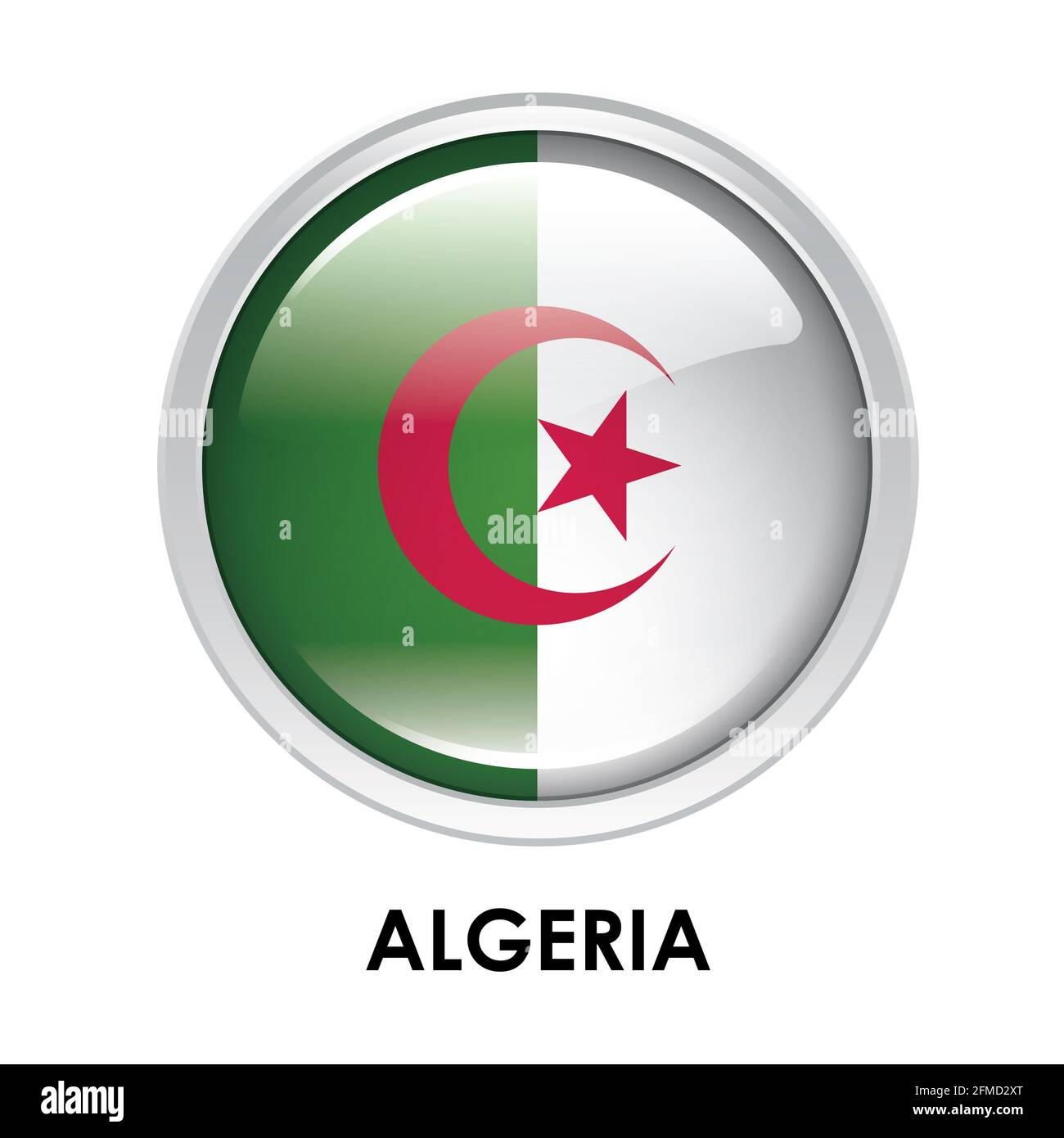 Bandiera rotonda dell'Algeria Foto Stock
