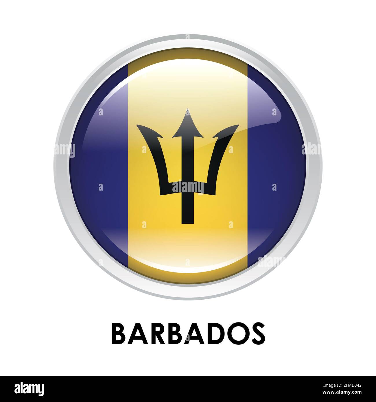Bandiera rotonda delle Barbados Foto Stock