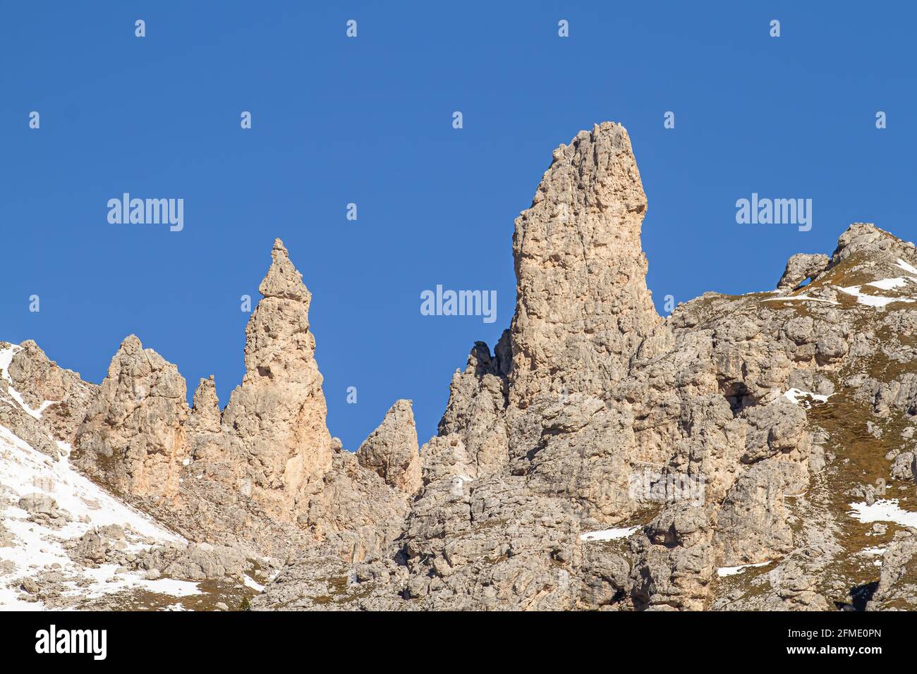 Selva di Val Gardena, Italia - 27 ottobre 2014: Le Dolomiti sono una catena montuosa di forme geologiche speciali in Alto Adige, nel nord-est dell'Italia. Noto Foto Stock