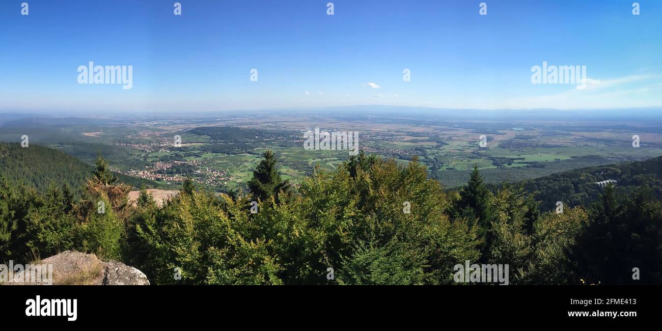 Ottrott, Francia - 29 settembre 2015: Vista panoramica dell'Alsazia francese da Mont Saint Odile Foto Stock