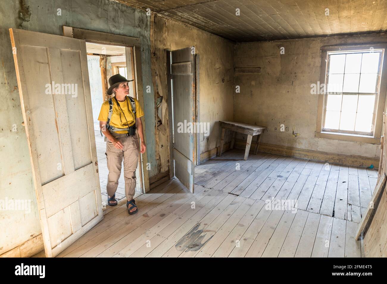 Ingresso turistico nella città fantasma di Bannack, Montana, Stati Uniti Foto Stock