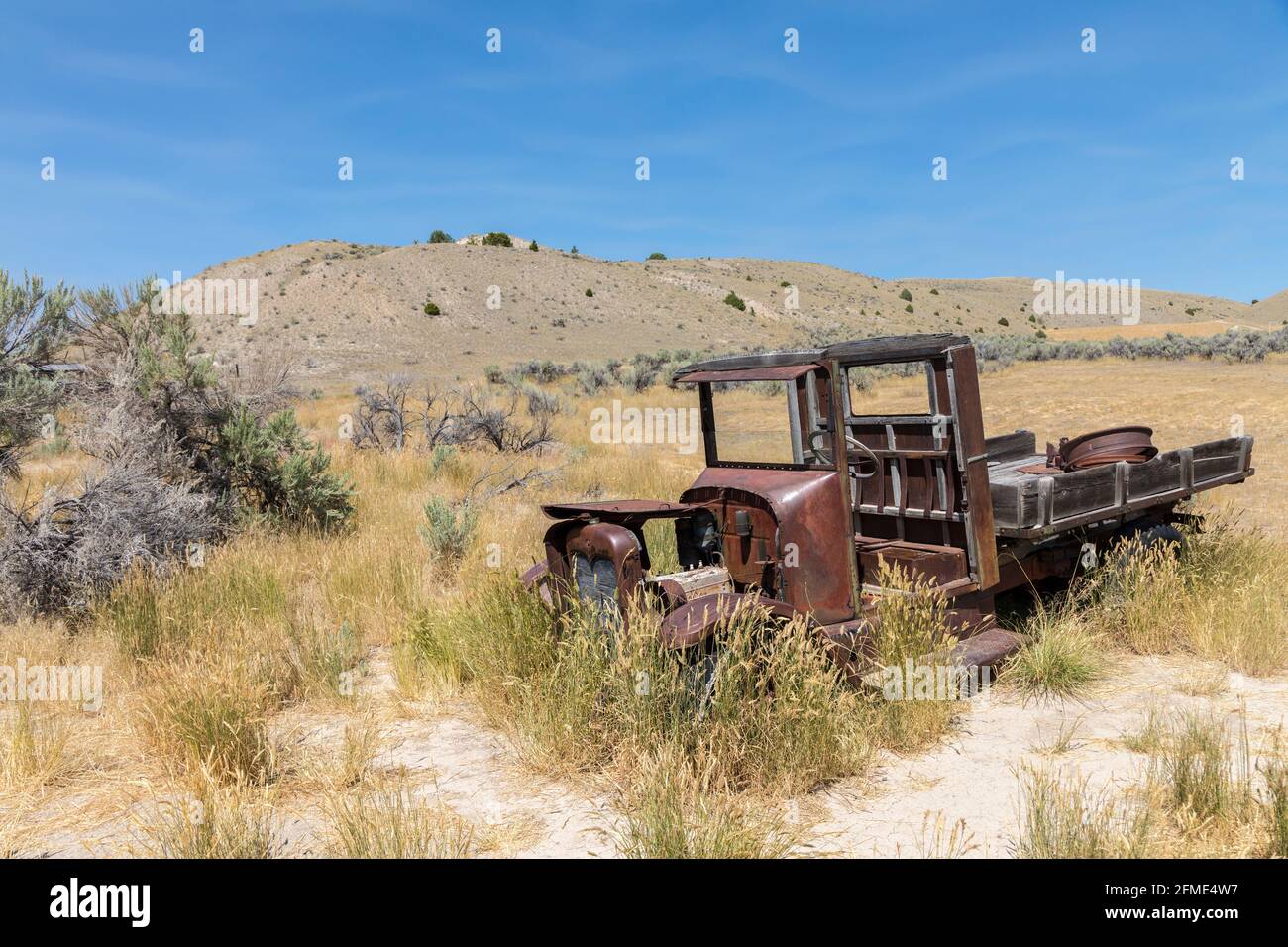 Camion abbandonato, città fantasma di Bannack, Montana, Stati Uniti Foto Stock