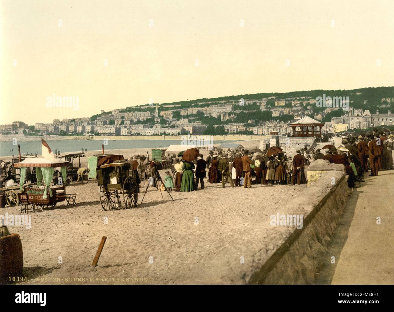 Weston-super-Mare spiaggia, Somerset circa 1890-1900 Foto Stock
