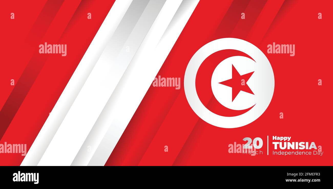 Sfondo rosso e bianco con bandiera tunisina. Buon modello per la Tunisia Independence giorno di progettazione. Illustrazione Vettoriale
