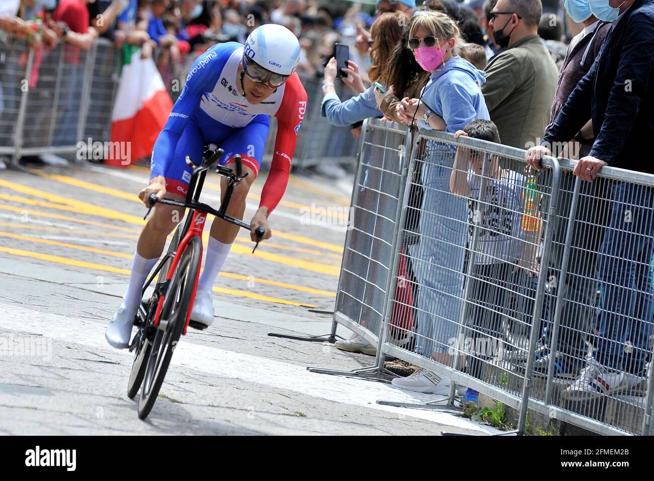 Matteo Badilatti ciclista del Groupama FDJ, durante lo start della prima tappa del giro D'Italia 104 a Torino (TO). Torino, Italia. 8 maggio 2021. (Foto di Vincenzo Izzo/Sipa USA) Credit: Sipa USA/Alamy Live News Foto Stock