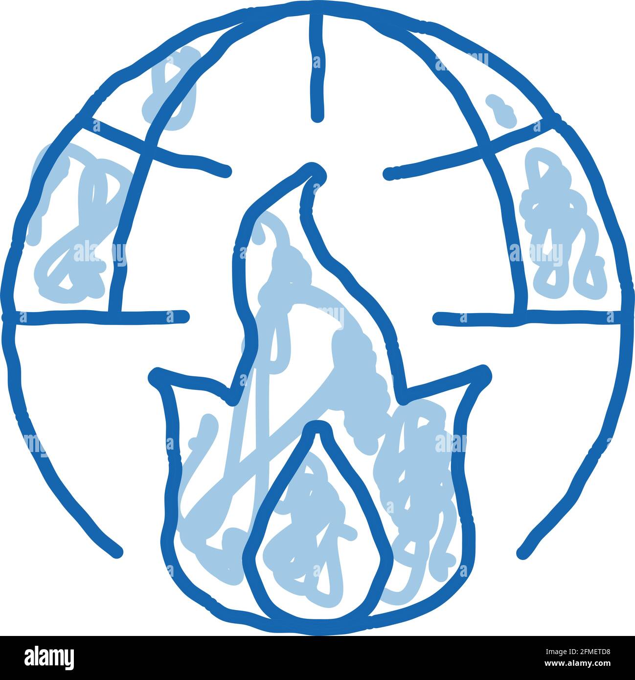 Wilderness fuoco pianeta Terra doodle icona disegnata a mano illustrazione Illustrazione Vettoriale