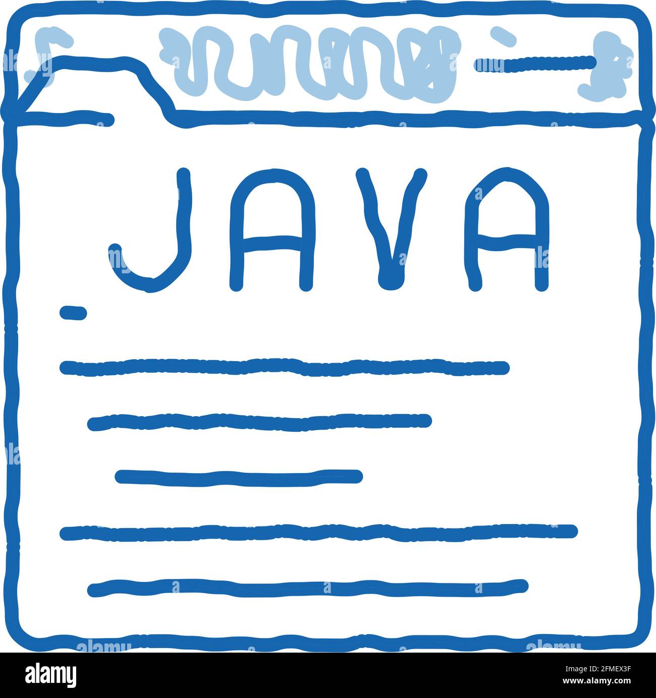 Linguaggio di codifica Java System doodle icona disegnata a mano illustrazione Illustrazione Vettoriale