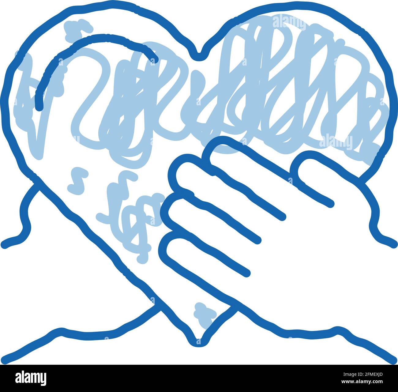 Volontari Support mano tenere doodle icona doodle mano illustrazione disegnata Illustrazione Vettoriale