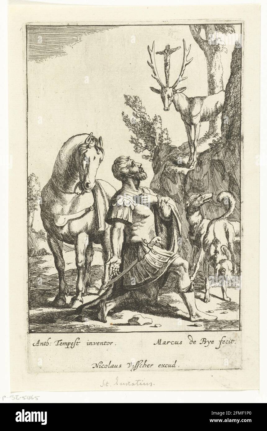 Santificate Eustache, Marcus de Bye, dopo Antonio Tempesta, 1659 - c.. 1677 Foto Stock