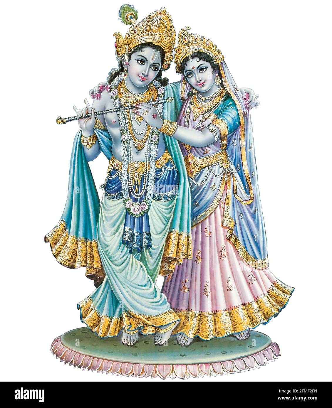 Illustrazioni del Dio indiano ad alta risoluzione Radha Krishna, dipinti digitali. Foto Stock