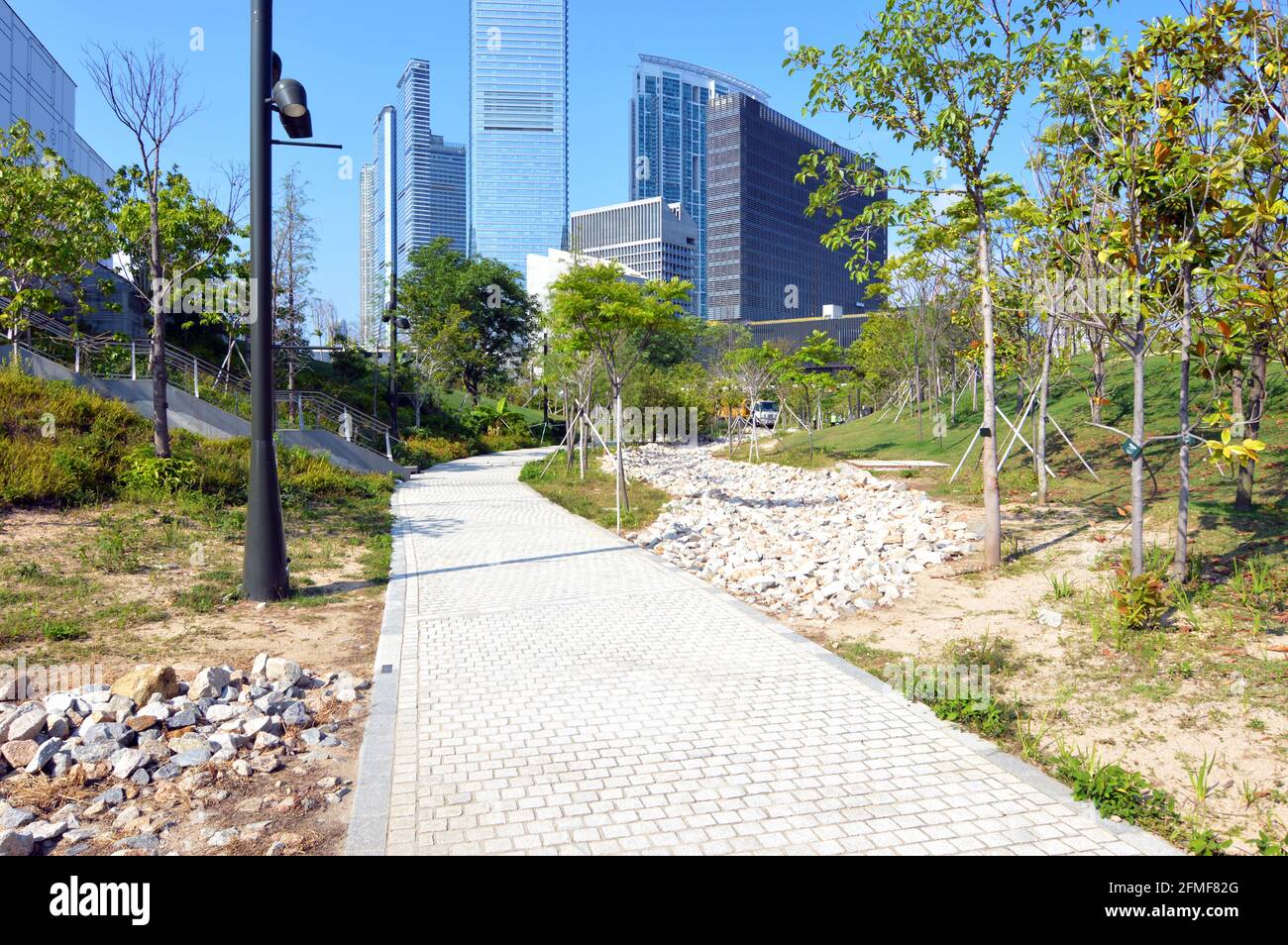 M+ Museum, un museo d'arte contemporanea nel distretto culturale di West Kowloon (WKCD), Hong Kong, in fase di completamento. Foto Stock