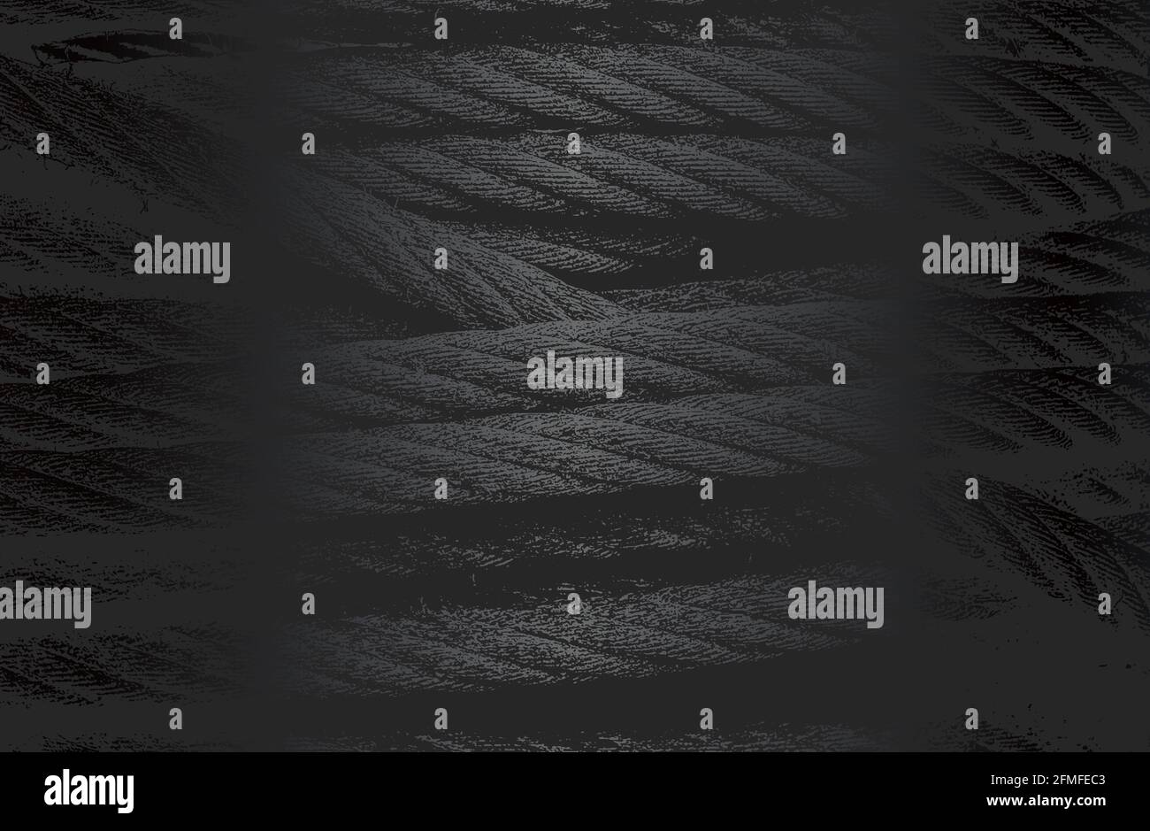 Sfondo a gradiente in metallo nero di lusso con corda intrecciata in difficoltà, struttura del cavo. Illustrazione vettoriale Illustrazione Vettoriale