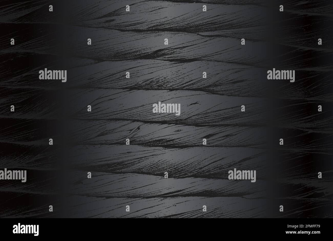 Sfondo a gradiente in metallo nero di lusso con corda intrecciata in difficoltà, struttura del cavo. Illustrazione vettoriale Illustrazione Vettoriale