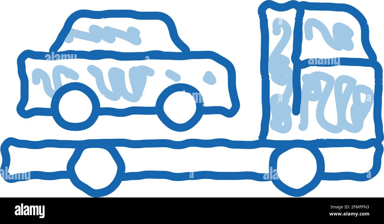 Truck Picks Up icona scarabocchio auto illustrazione disegnata a mano Illustrazione Vettoriale