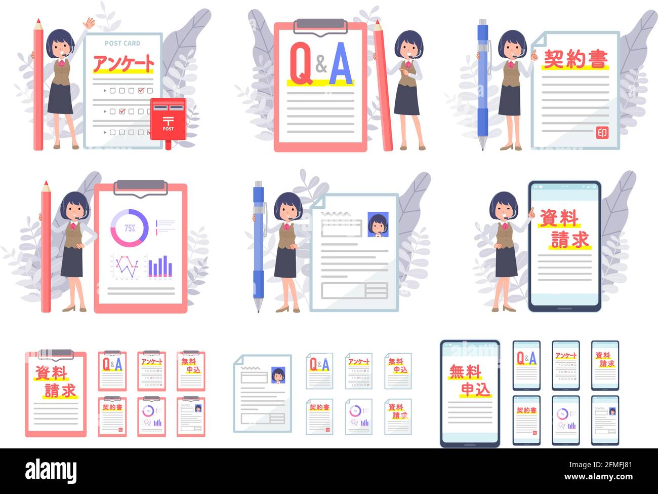 Un insieme di donne di affari con reddito e vario documents.IT vettore arte così facile da modificare. Illustrazione Vettoriale