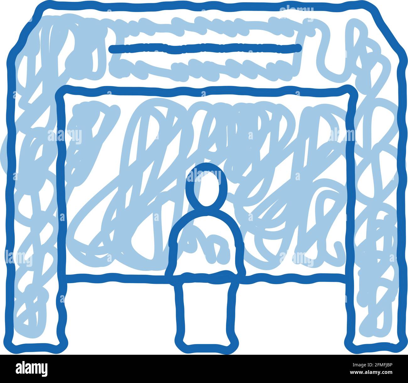 Nastro di finitura persona croci linea di finitura doodle icona disegnata a mano illustrazione Illustrazione Vettoriale