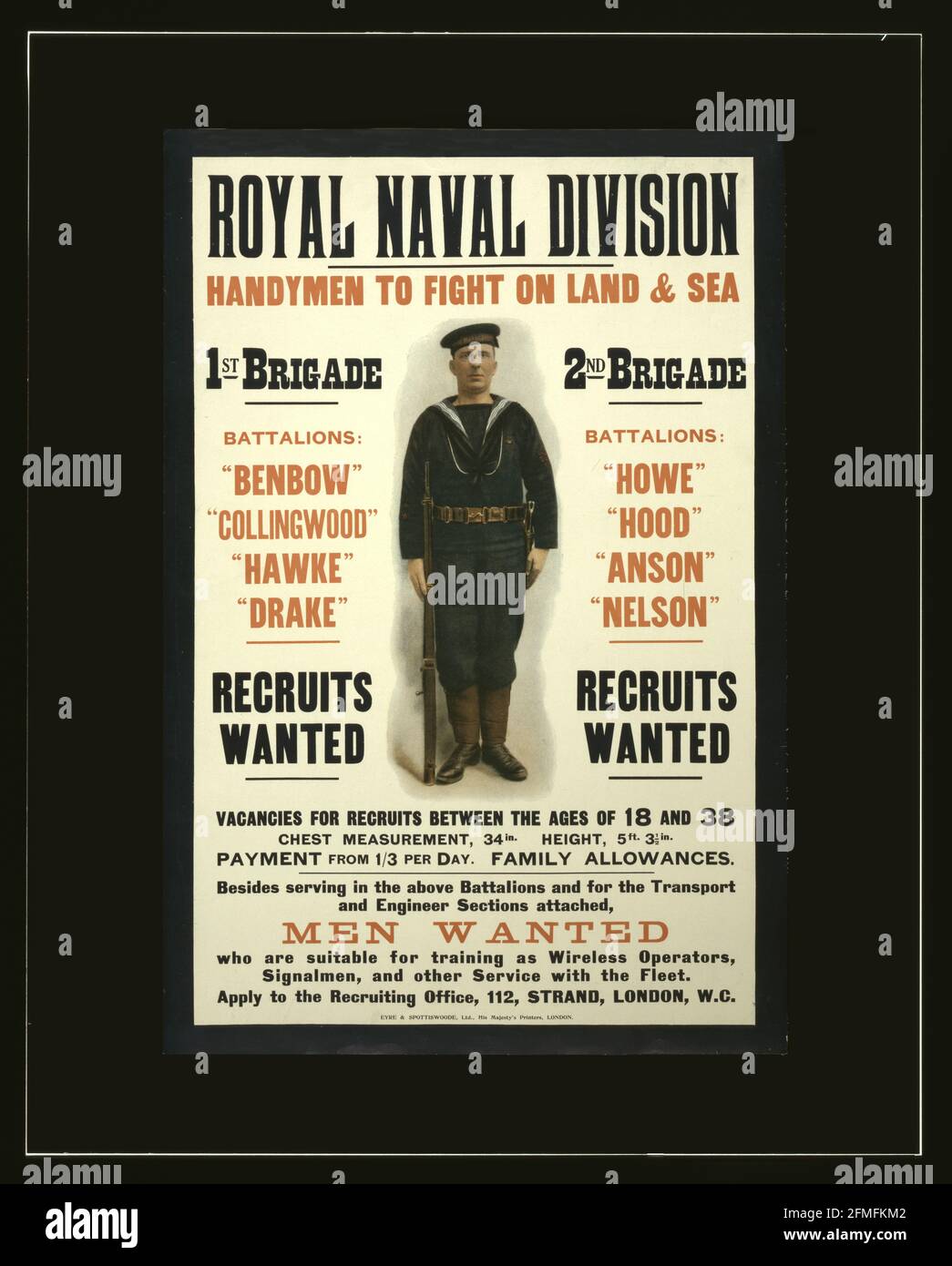 Royal Naval Division poster di reclutamento Foto Stock