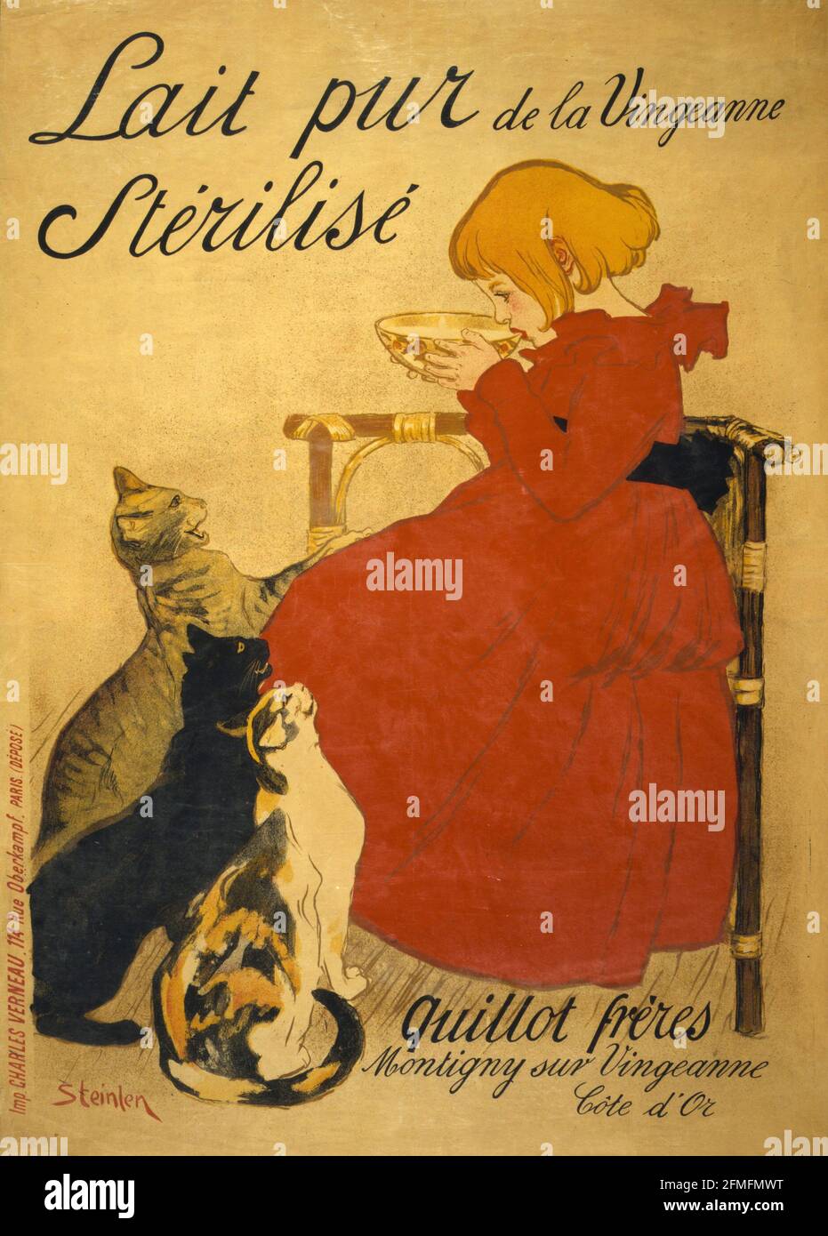 Lait pur sterilize de la Vingeanne di Theophile Steinlen – Pubblicità sul latte Foto Stock