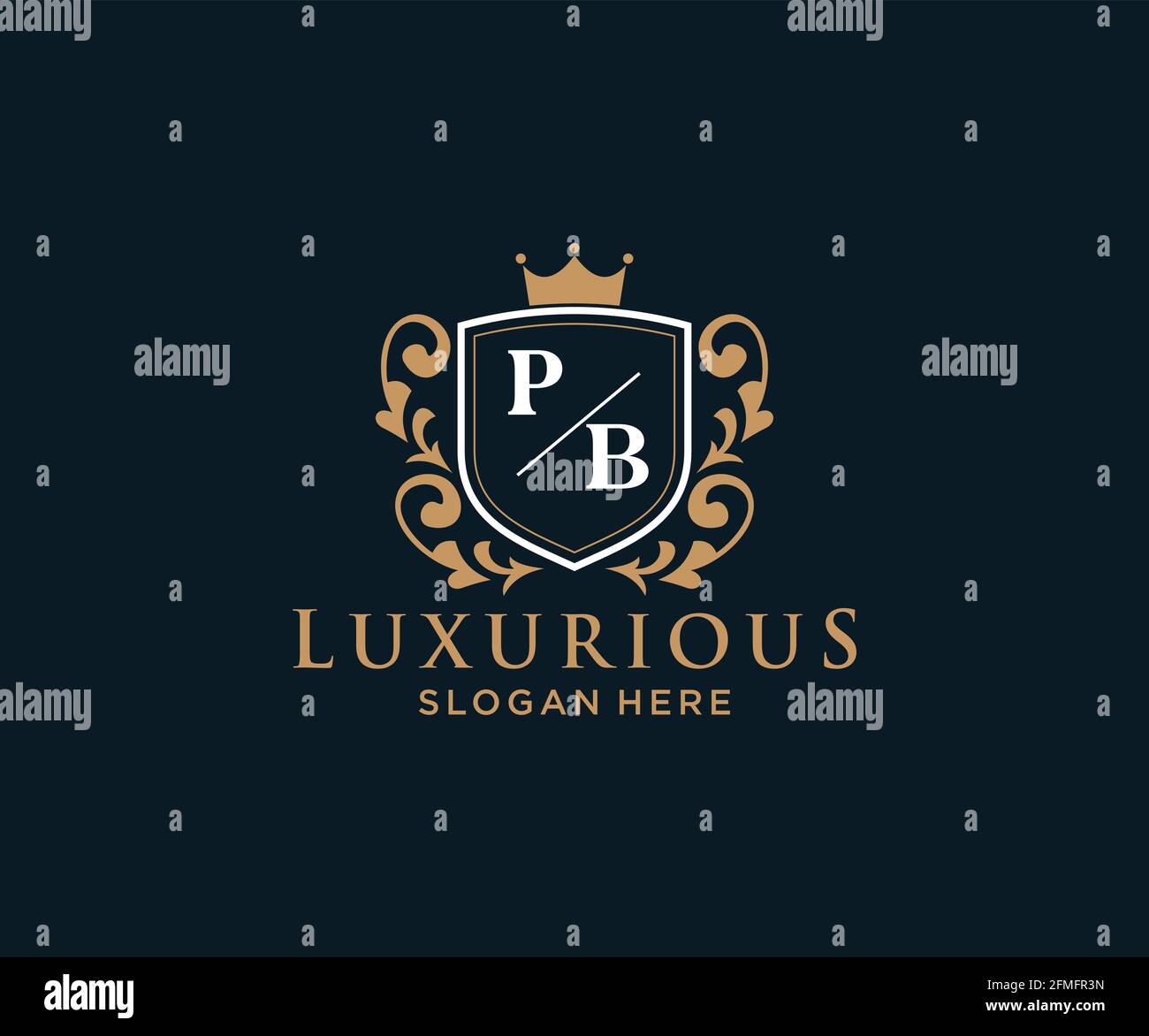 Modello del logo PB Letter Royal Luxury in Vector Art per ristoranti, Royalty, Boutique, caffè, hotel, Araldica, Gioielli, Moda e altri vettori illustratore Illustrazione Vettoriale