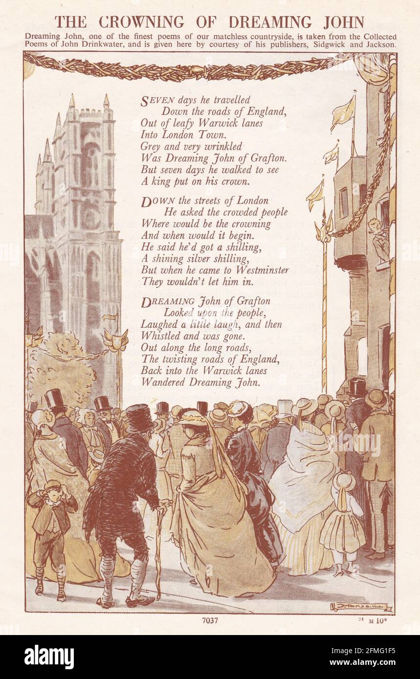 Vintage illustrazione del poema 'l'incoronazione di Dreaming John' di John Drinkwater. Foto Stock