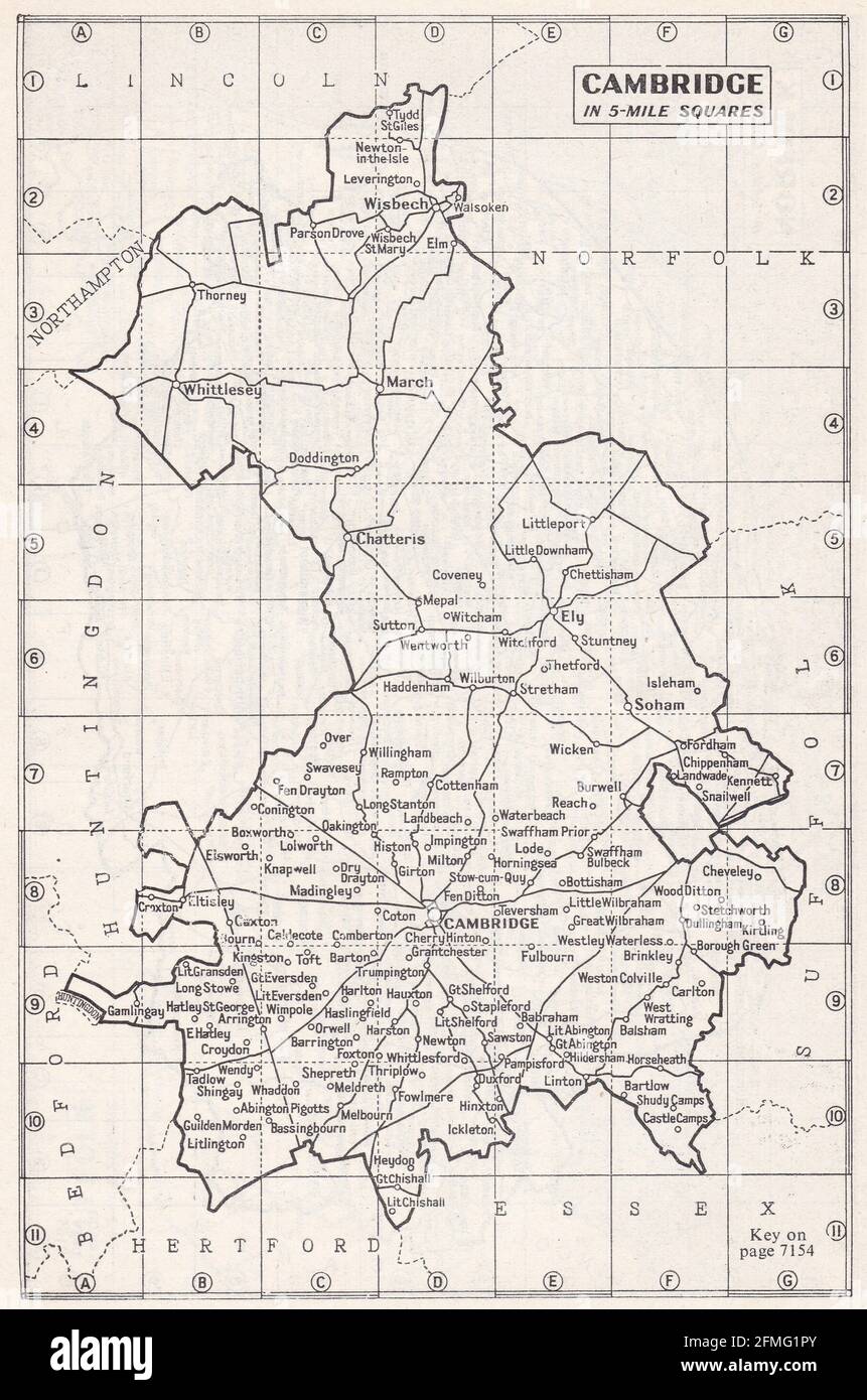 Mappa d'epoca di Cambridge, Regno Unito, anni '30 Foto Stock