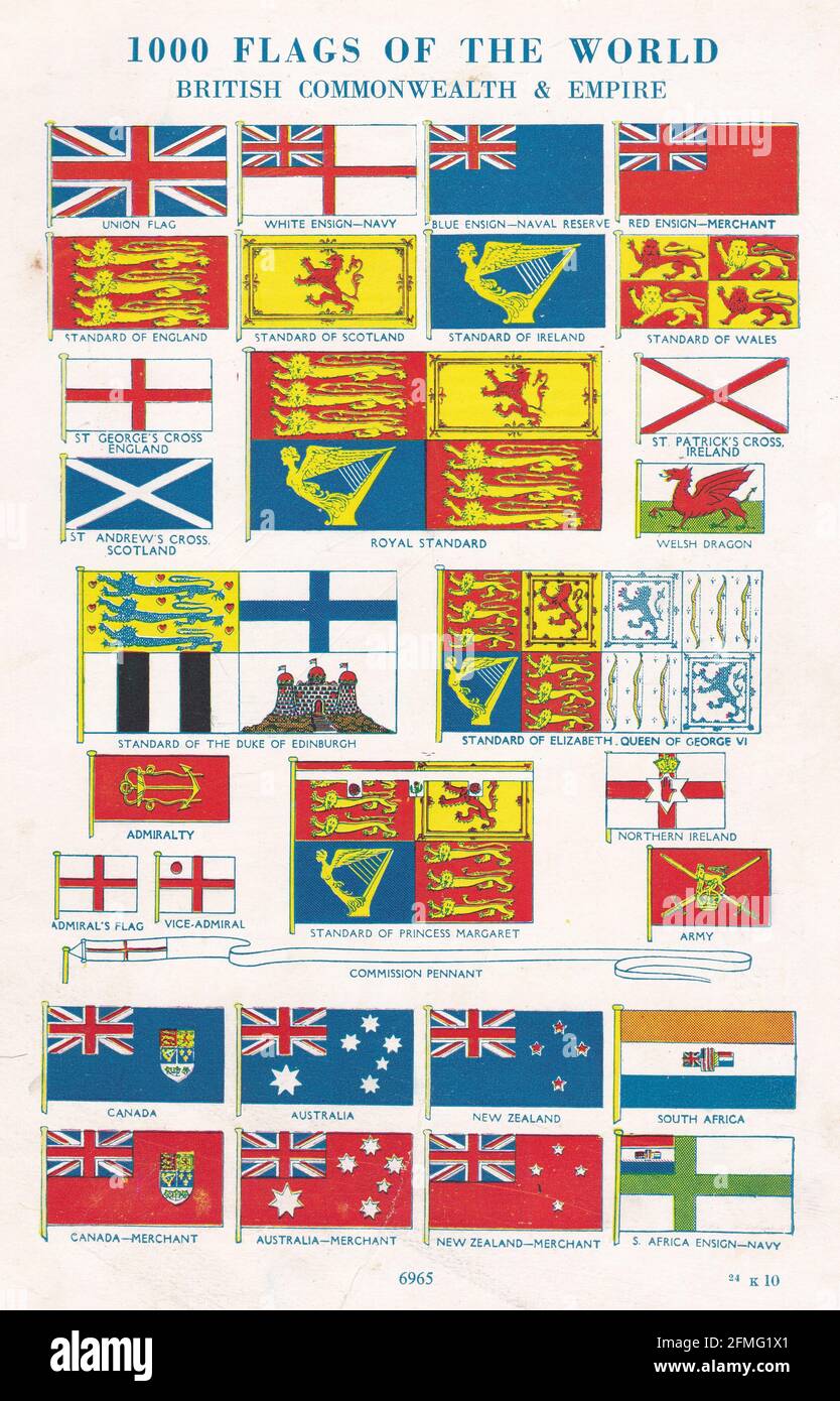 British Commonwealth & Empire Flags 1930. Foto Stock