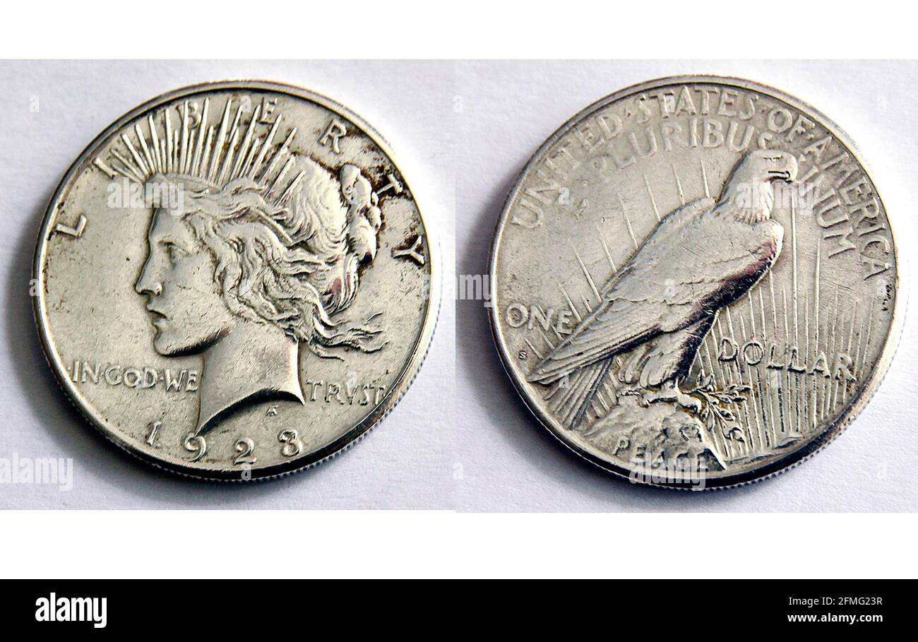 Vecchio u s dollaro d'argento dal 1928 Foto Stock