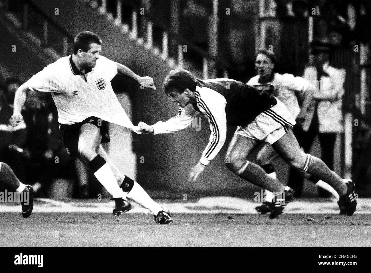 Steve Bull e Tomas Skuhravy durante la Coppa del mondo 1990at Wembley Foto Stock