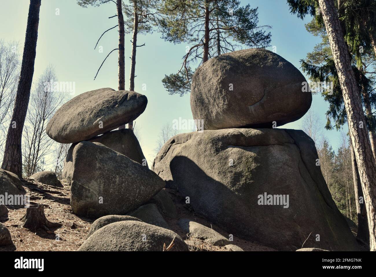 Il Logan-Stones vicino Petrohrad, distretto di Louny, Repubblica Ceca. Foto Stock