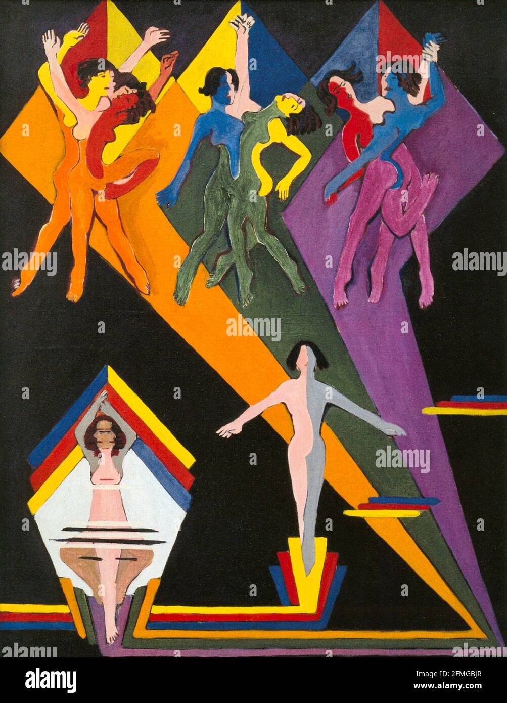 Ernst Ludwig Kirchner opera intitolata Dancing Girls in colorful Rays. Foto Stock