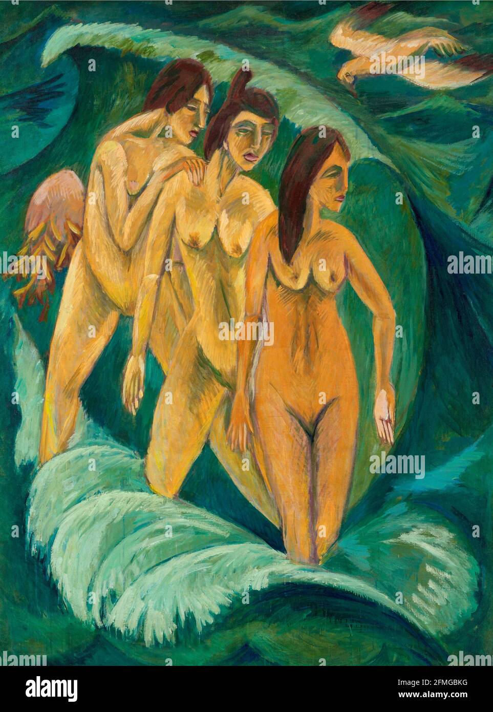 Ernst Ludwig Kirchner opera intitolata i tre bagnanti. Foto Stock